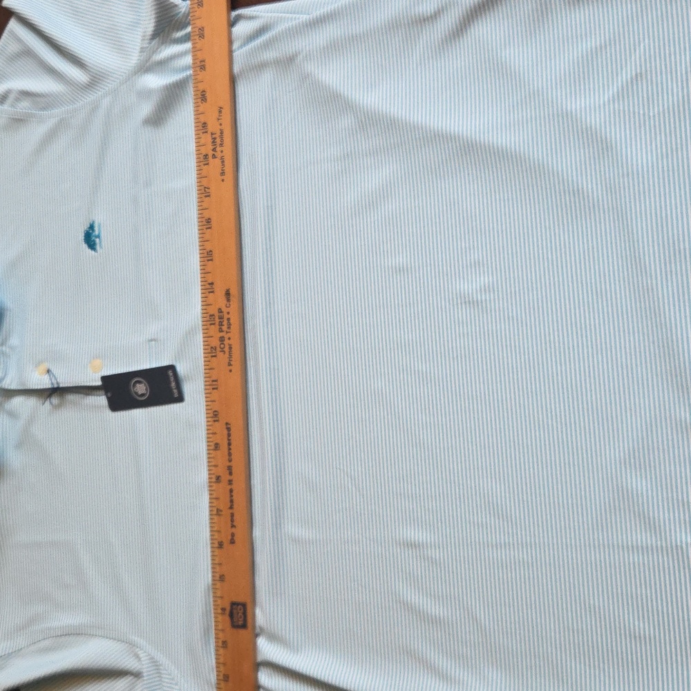 Beautiful Men's Turquoise And White Striped Golf Shirt In New Perfect Condition! - Picture 11 of 14